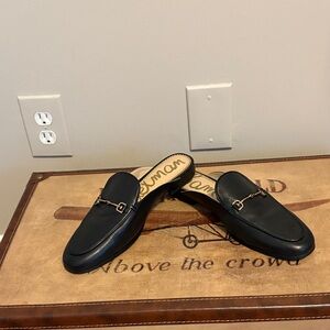 Sam Edelman Black Loafers Mukes with Gold Detail
